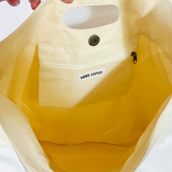 Vans Driftin' Away Tote Bag Snap Button Zipper Large Palm Trees Cutout Handle - Picture 4 of 8